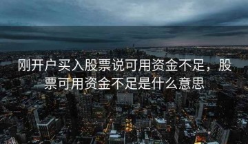刚开户买入股票说可用资金不足，股票可用资金不足是什么意思