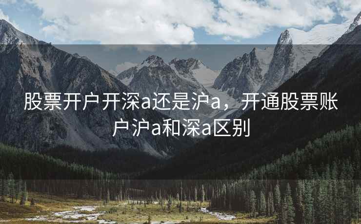 股票开户开深a还是沪a，开通股票账户沪a和深a区别