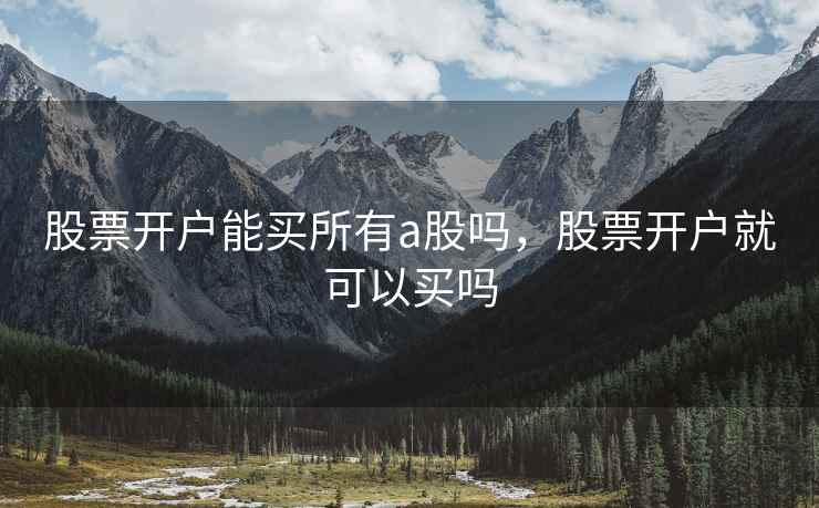 股票开户能买所有a股吗，股票开户就可以买吗