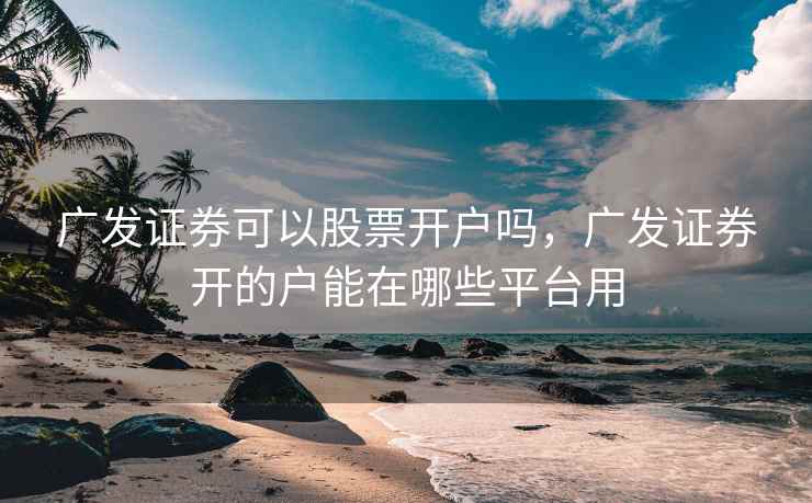 广发证券可以股票开户吗，广发证券开的户能在哪些平台用