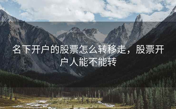 名下开户的股票怎么转移走，股票开户人能不能转