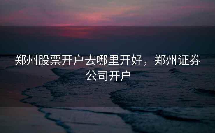 郑州股票开户去哪里开好，郑州证券公司开户