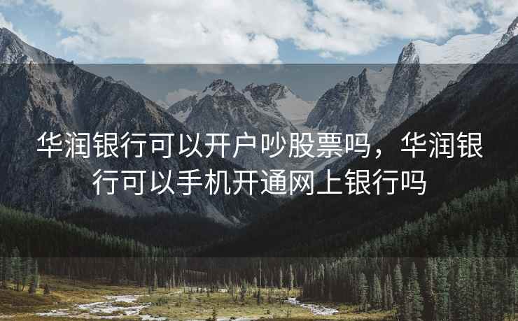 华润银行可以开户吵股票吗，华润银行可以手机开通网上银行吗