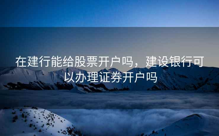 在建行能给股票开户吗，建设银行可以办理证券开户吗