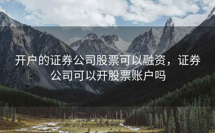 开户的证券公司股票可以融资，证券公司可以开股票账户吗